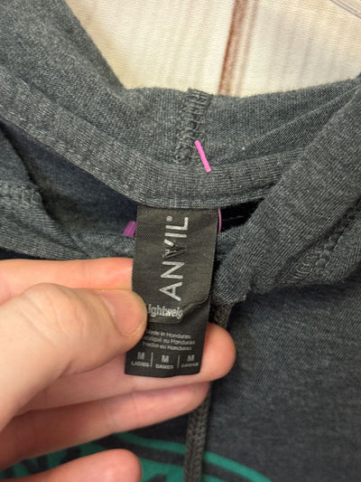 Anvil Women's Size M Gray Hooded Long Sleeve Top