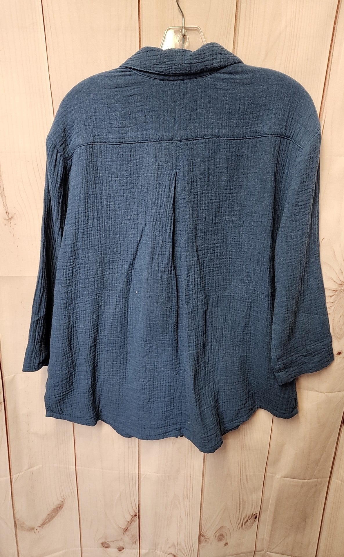 Logo Women's Size S Blue 3/4 Sleeve Top Beach To Street