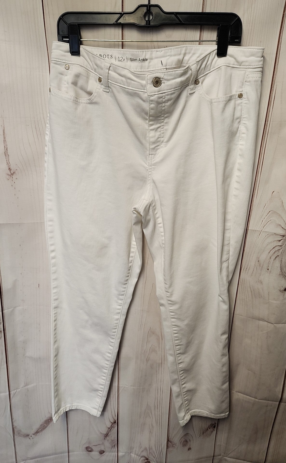 Talbots Women's Size 12 Petite White Pants Slim Ankle