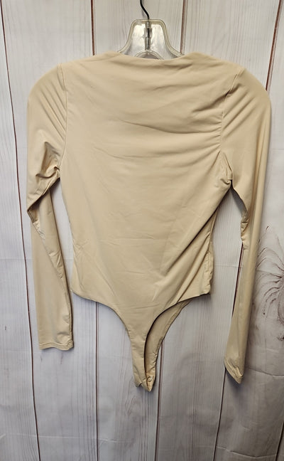 Qinsen Women's Size S Beige Bodysuit