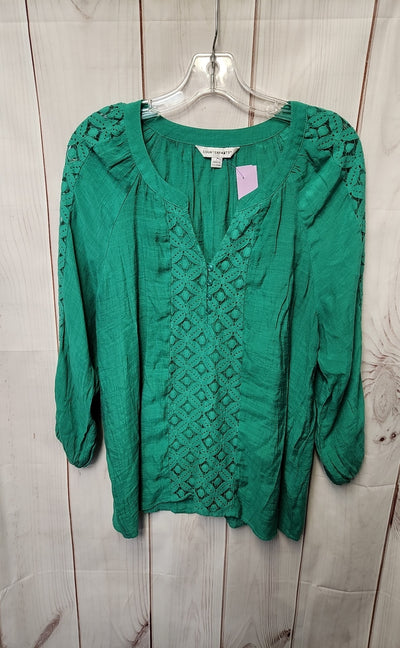 Counterparts Women's Size L Green 3/4 Sleeve Top