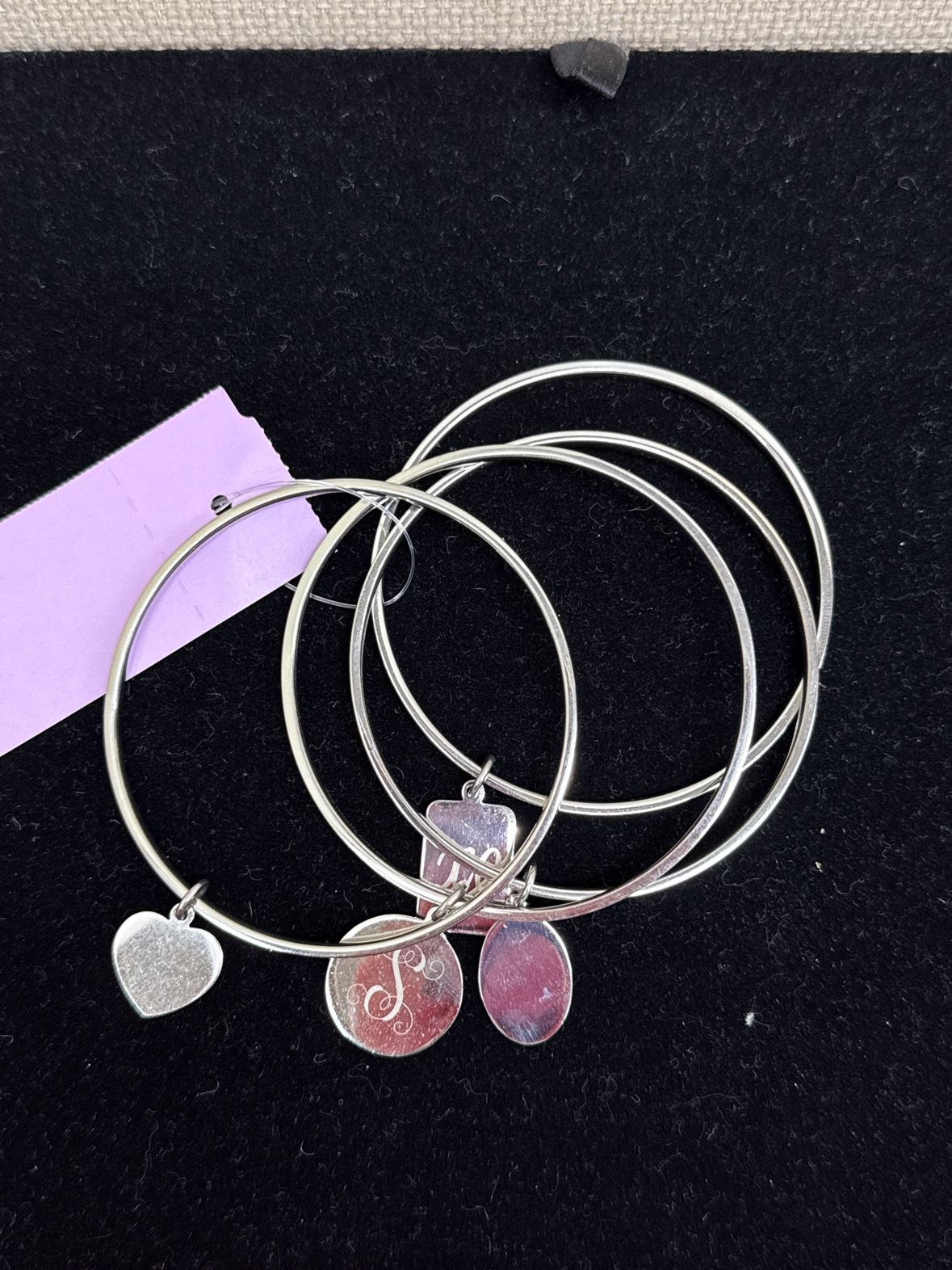 4PCS Stainless Steel Silver Bangle Bracelet Set