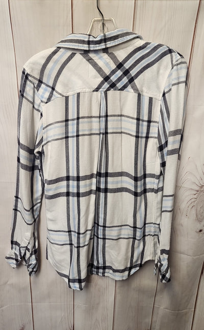 Rails Women's Size XS White & Blue Long Sleeve Top