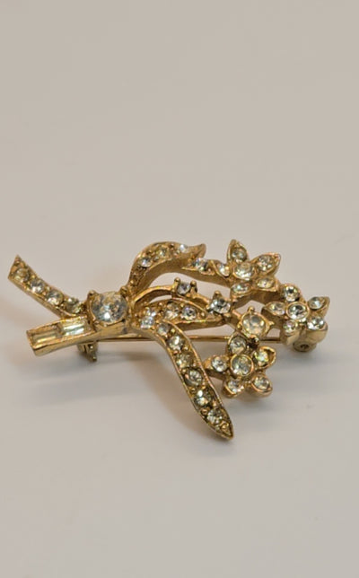 Gold Floral Brooch Pin