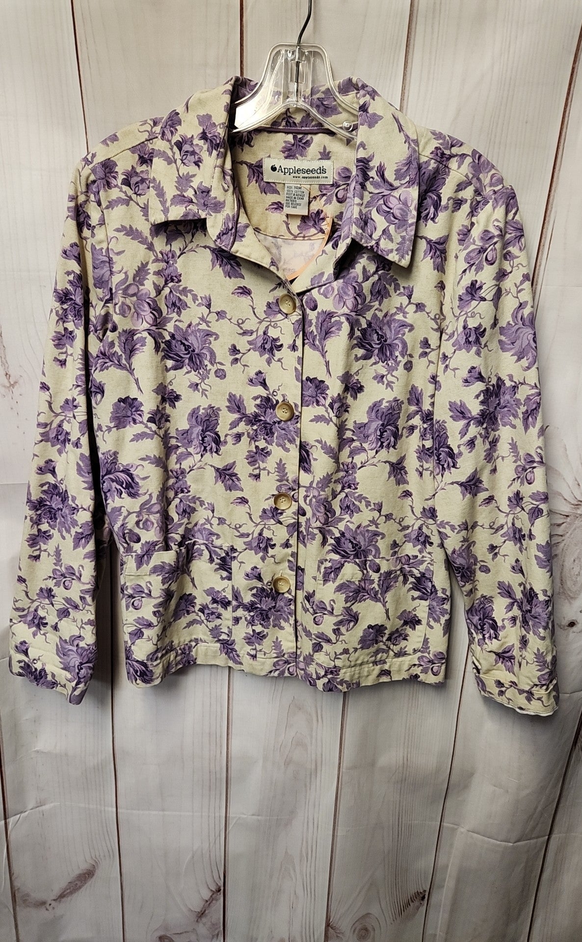 Appleseed's Women's Size 14 White & Purple Floral Blazer