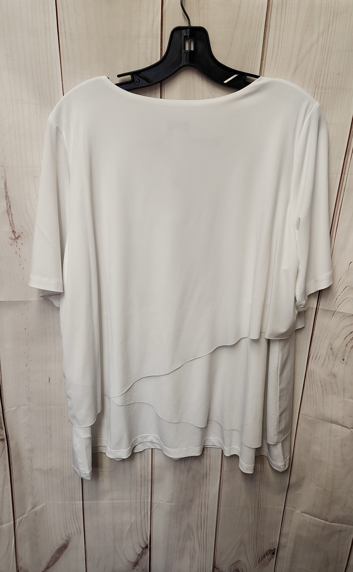 Susan Graver Women's Size L White Short Sleeve Top