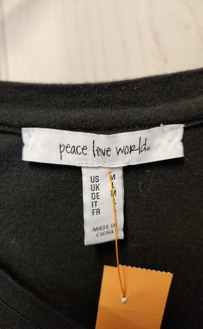 Peace Love World Women's Size M Black Long Sleeve Top