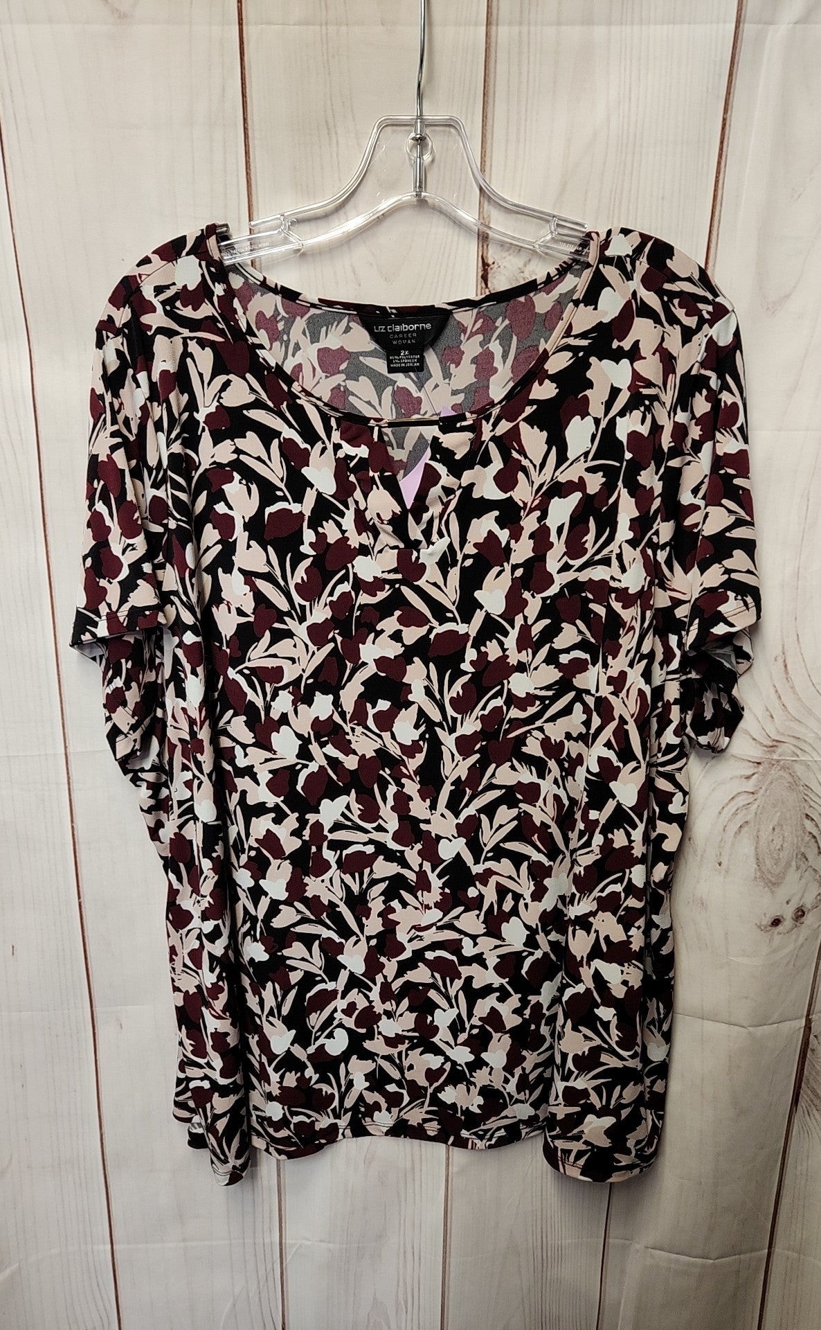Liz Claiborne Women's Size 2X Red & Black Short Sleeve Top