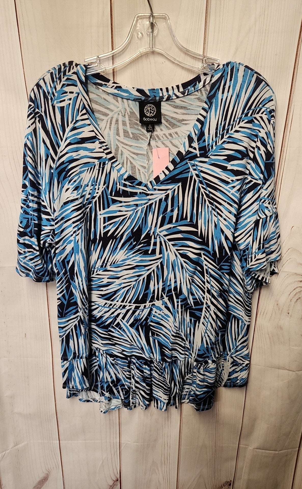 Bobeau Women's Size L Blue Short Sleeve Top