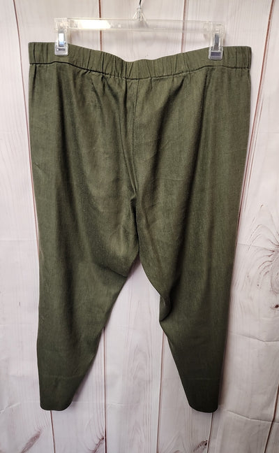J Jill Women's Size M Petite Olive Green Linen Blend Pants