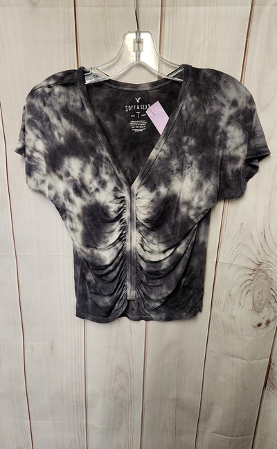 American Eagle Women's Size XS Gray Short Sleeve Top