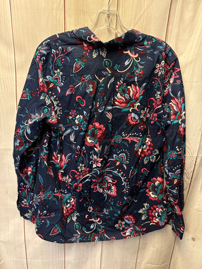NWT Talbots Women's Size L Petite Navy Long Sleeve Top