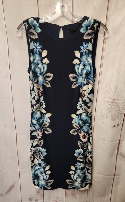 White House Black Market Women's Size S Blue Floral Dress