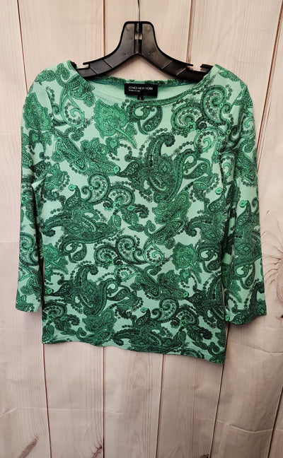Jones New York Women's Size M Green 3/4 Sleeve Top