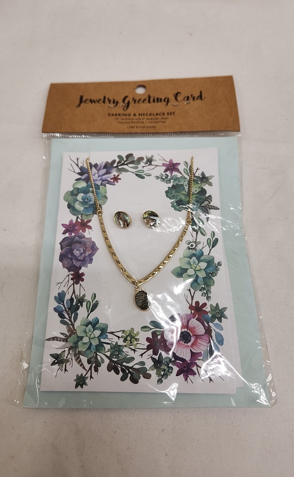 NIB World Market Jewelry Greeting Card Gold Necklace & Earrings Jewelry Set
