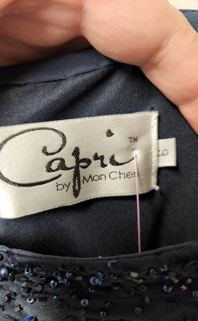 Capri by Mon Cheri Women's Size 6 Navy Beaded Dress