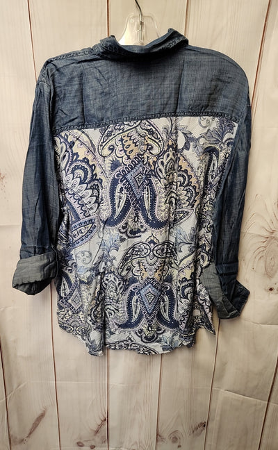 NWT Chico's Women's Size 3 = US XL Blue Long Sleeve Top