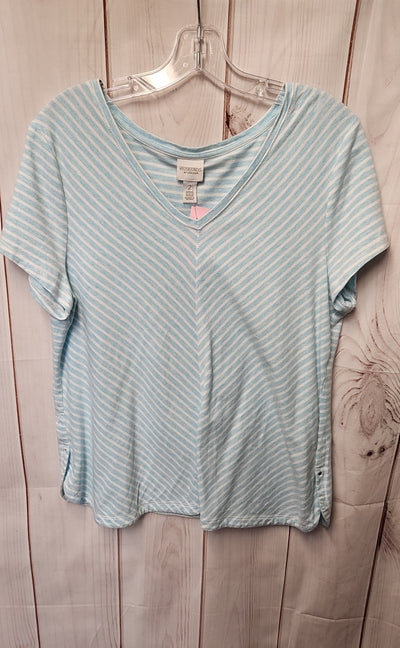 Chico's Women's Size 2 = US L Light Blue Short Sleeve Top