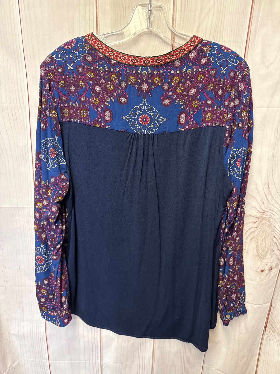 Dr2 Women's Size L Blue & Purple Floral Long Sleeve Top