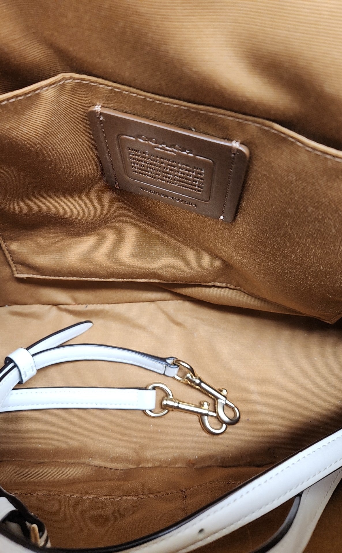 Coach F275584 Sig. Logo Domed Satchel Tan Leather Purse Bag