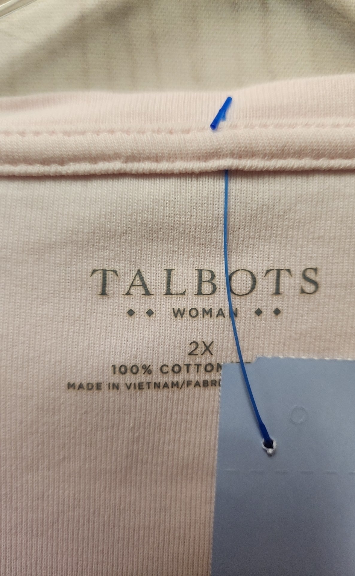 Talbots Women's Size 2X Pale Pink 3/4 Sleeve Top