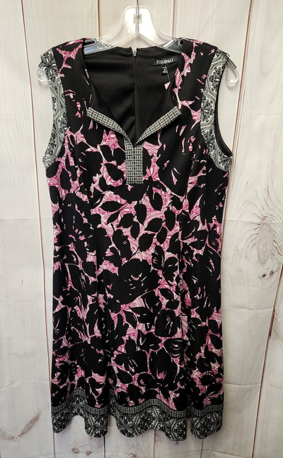 Roz & Ali Women's Size 14 Petite Black & Pink Dress