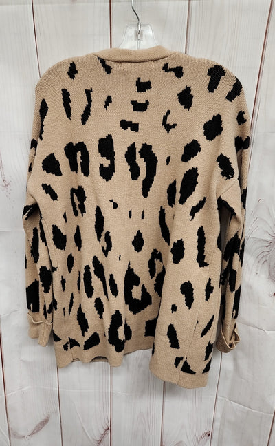 Zesica Women's Size M Tan Animal Print Cardigan