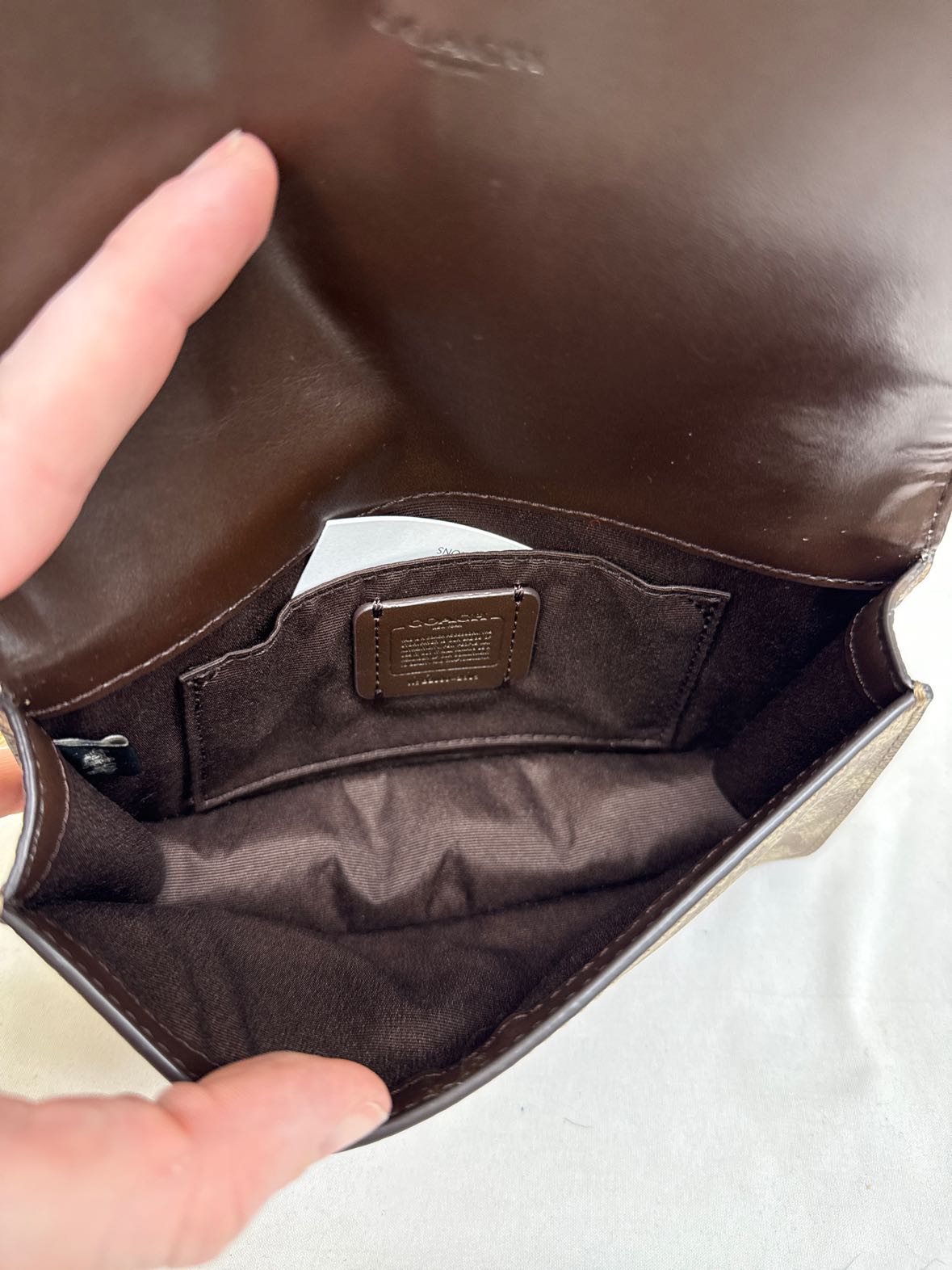 Coach 2605 Beige Leather Clutch w/ Crossbody Chain