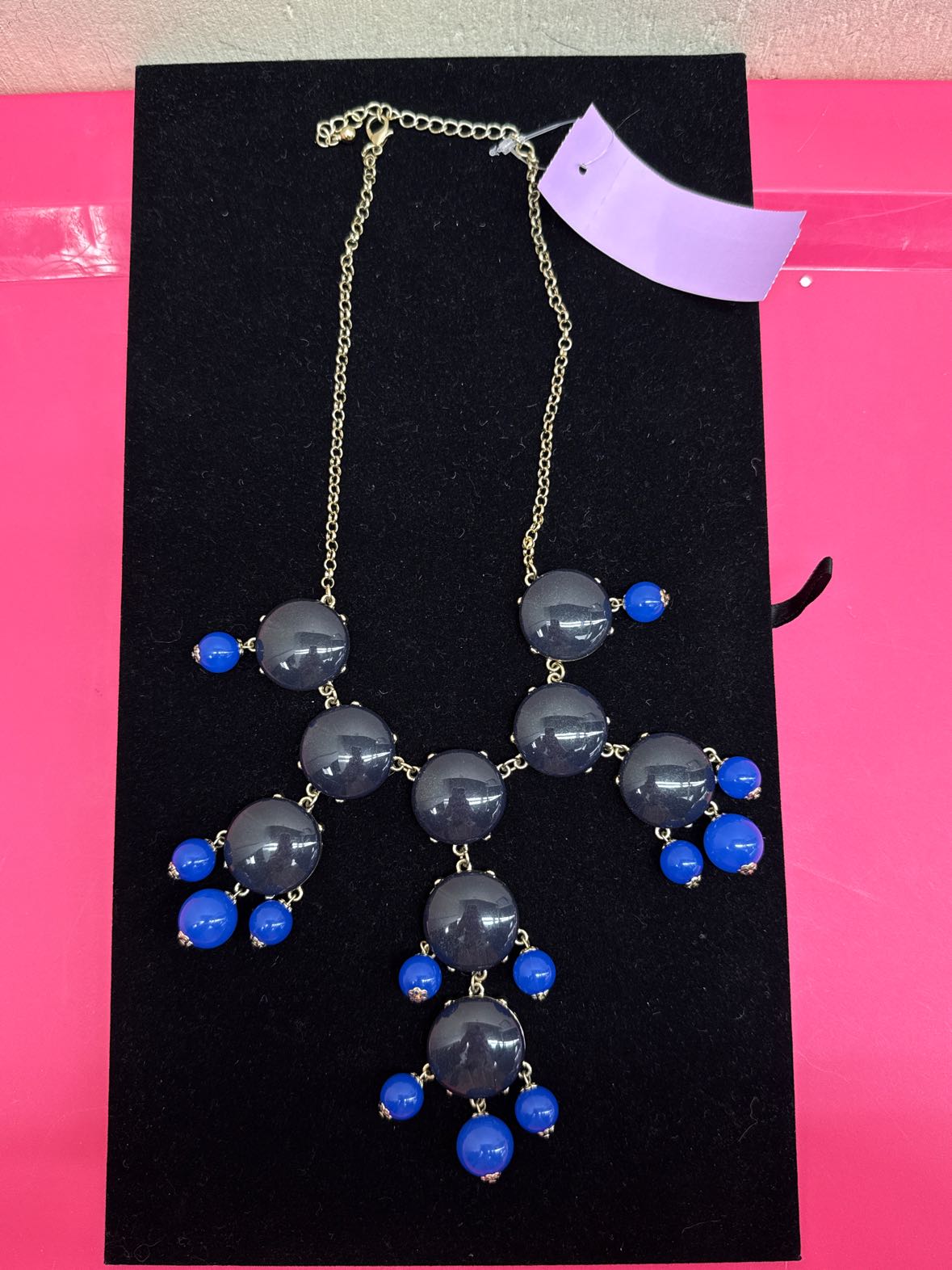 Gold & Navy Bead Necklace