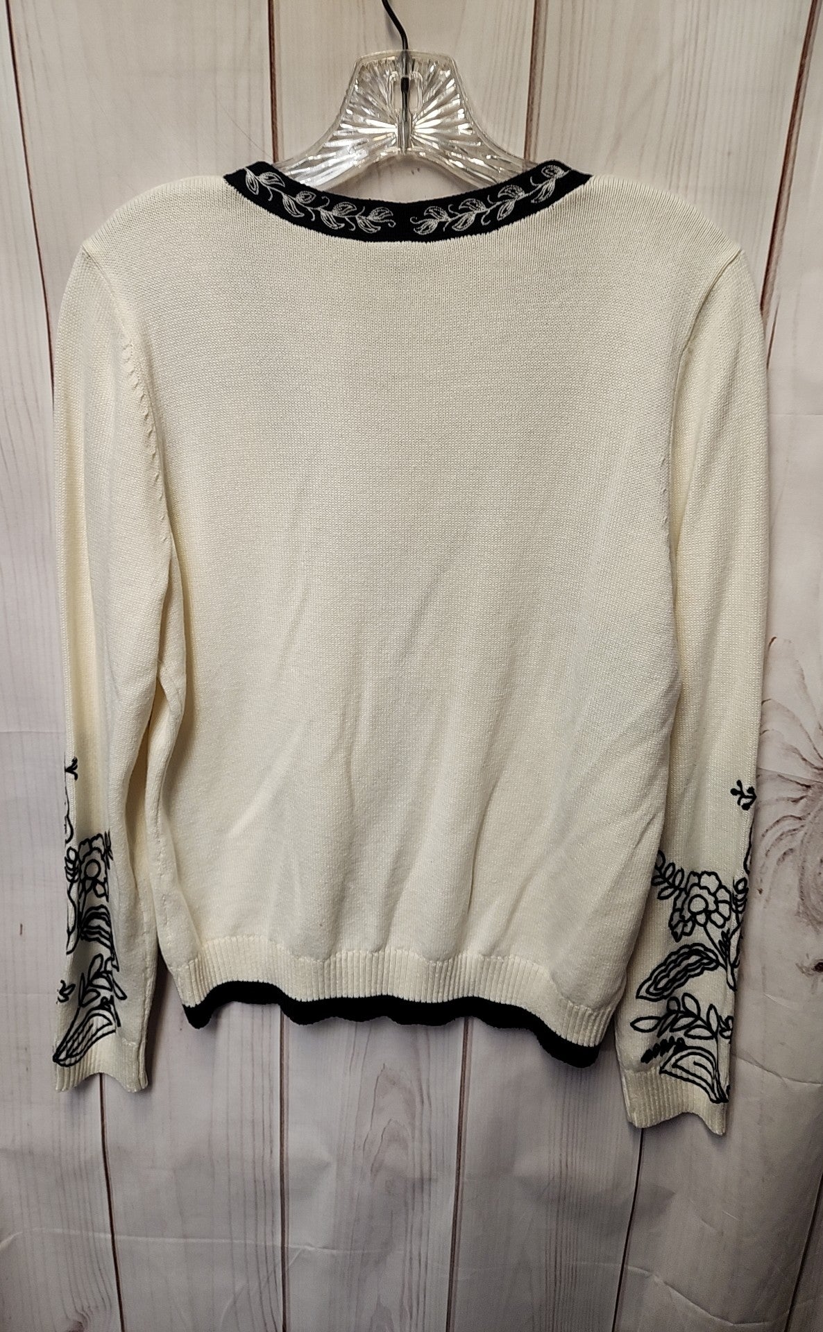 Talbots Women's Size M White & Black Floral Cardigan