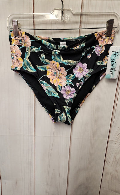 NWT Freshwater Women's Size M Black Floral Swim Bottom