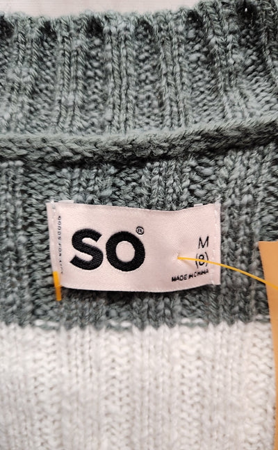 So Women's Size M White & Green Cardigan