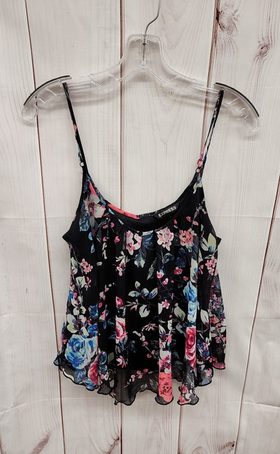 Express Women's Size S Black Floral Sleeveless Top