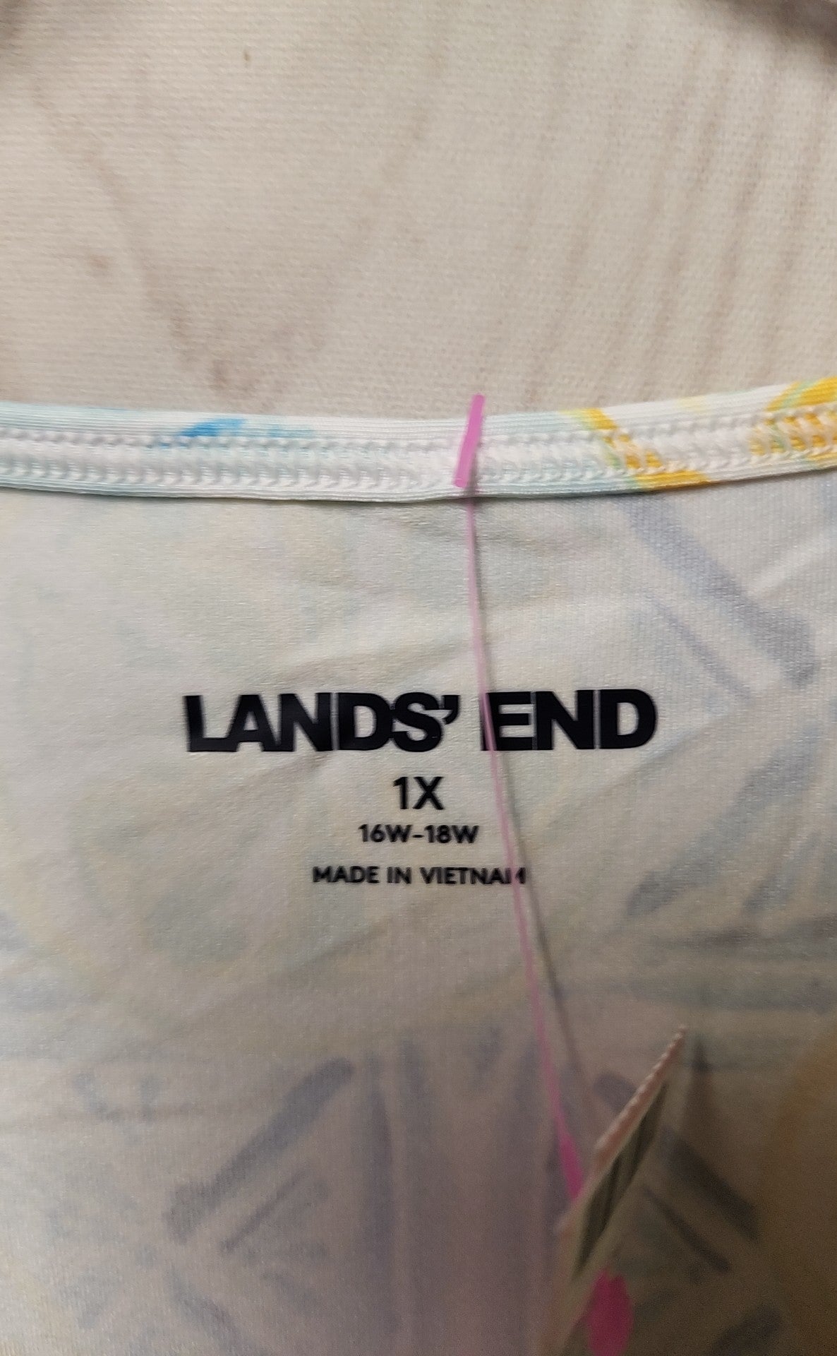 Lands End Women's Size 1X Blue & Yellow Cover-Up