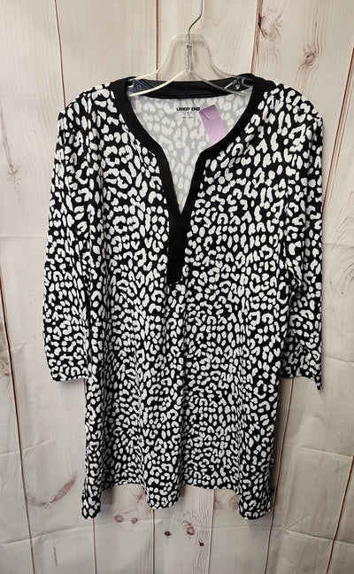 Lands End Women's Size 18 White & Black Animal Print Dress