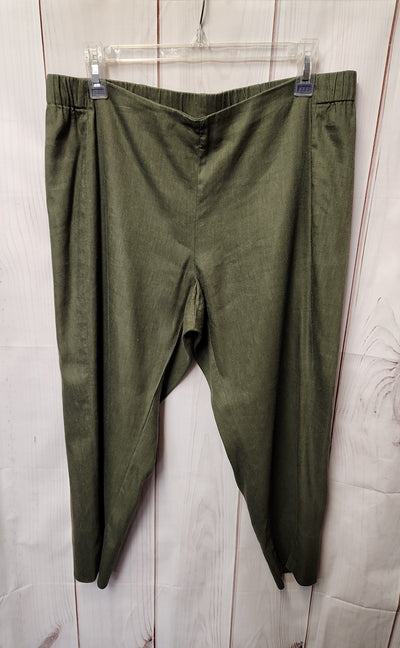 J Jill Women's Size M Petite Olive Green Linen Blend Pants