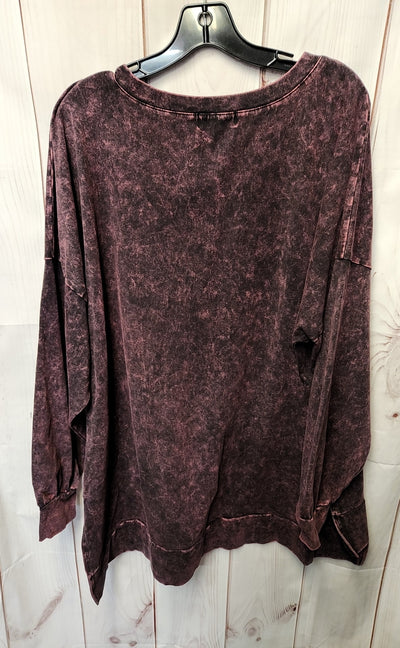 Zenana Women's Size 3X Purple Long Sleeve Top
