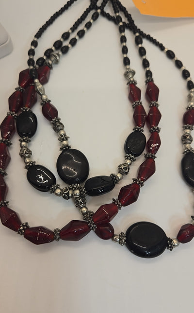 Black & Red Beaded Necklace