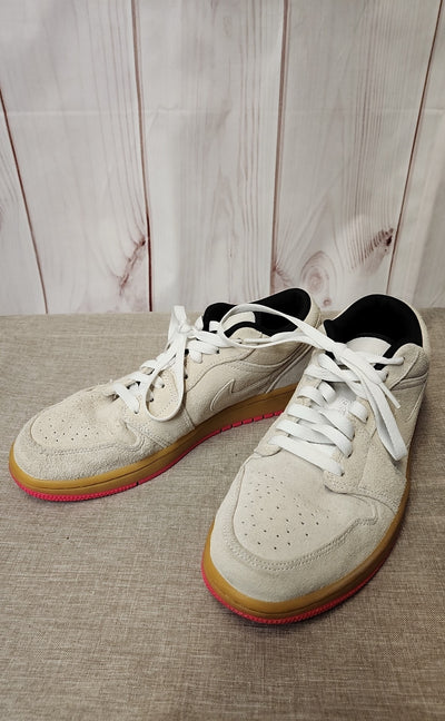 Nike 55355-119 Air Jordan 1 Low Beige Suede Pink Sole  Men's Size 8-1/2 Shoes