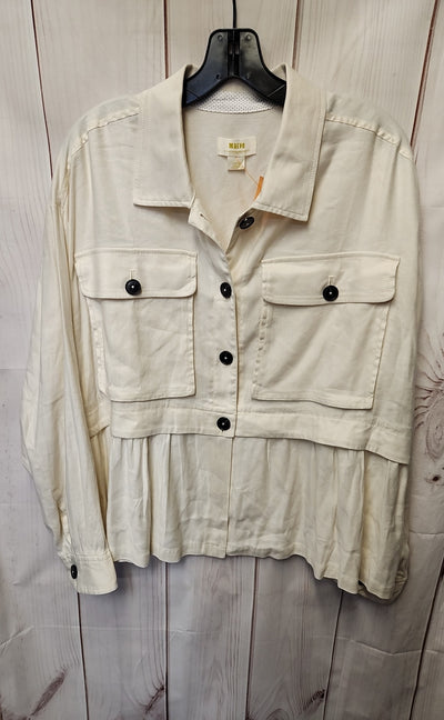 Maeve Anthropologie Women's Size L White Long Sleeve Top