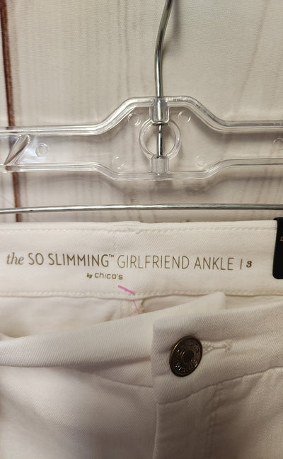 NWT Chico's Women's Size 33 (15-16) White Jeans Girlfriend Ankle