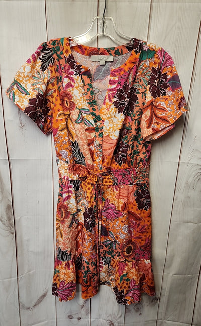 Loft Women's Size M Orange Floral Dress