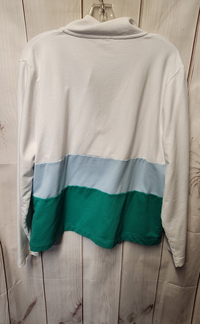 J Crew Women's Size XL White & Blue Sweatshirt