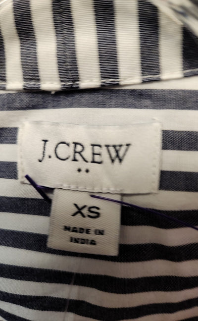 NWT J Crew Women's Size XS White & Blue Long Sleeve Top