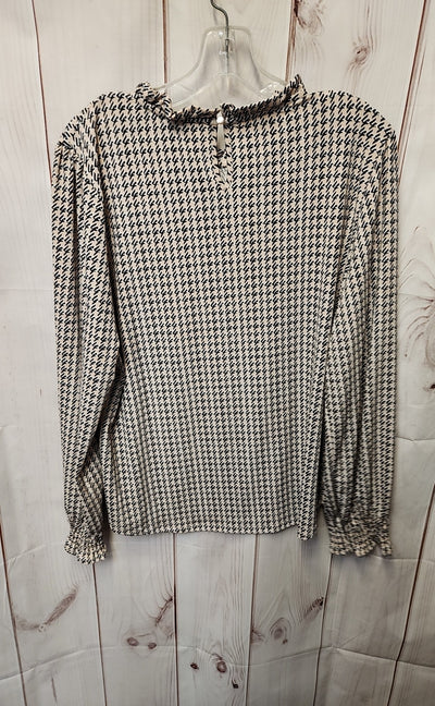 Adrianna Papell Women's Size XL Peach & Black Long Sleeve Top