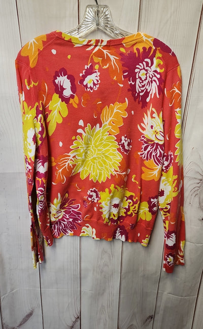 Lands End Women's Size XL Pink Floral Cardigan