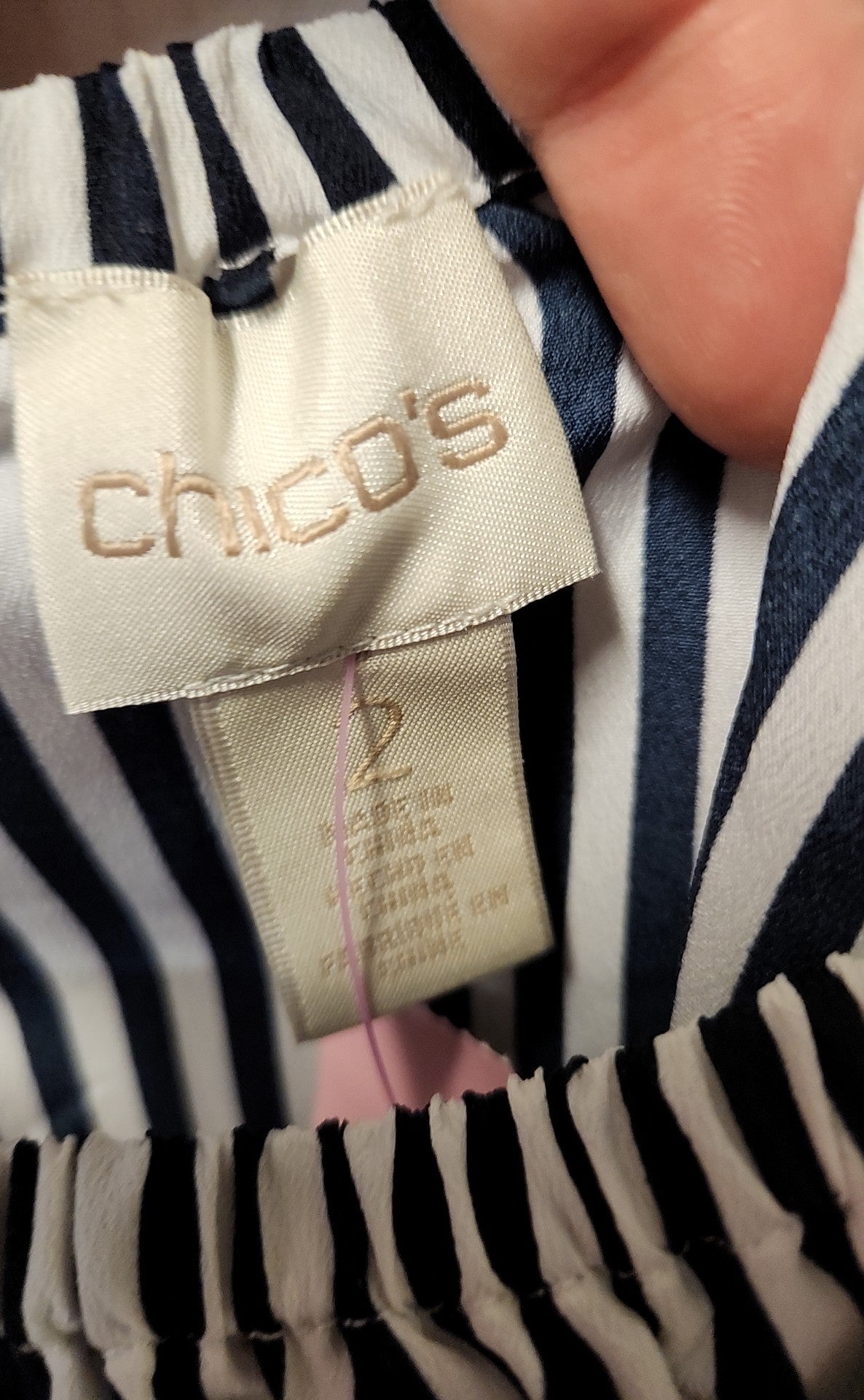 Chico's Women's Size 2 = US L White & Black Short Sleeve Top