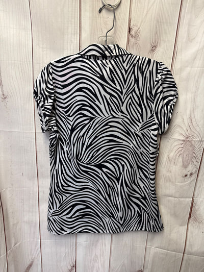 Heart Soul Women's Size L White & Black Animal Print Short Sleeve Top