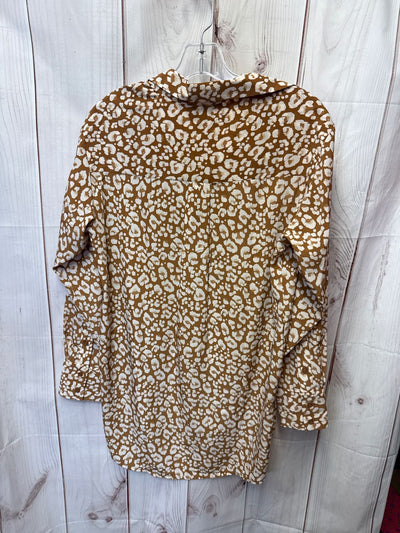 Nine West Women's Size XS Brown Animal Print Long Sleeve Top