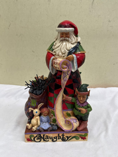 Jim Shore 2012 “Checking It Twice” 2 Sided Naughty Nice Santa Christmas Figurine